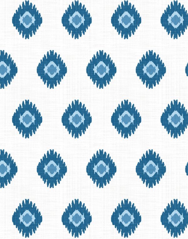 Tangier Medallion  Wallpaper by Wallshoppe - Blue Discount