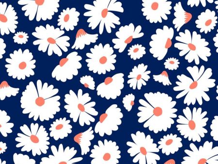 Pop Daisy  Wallpaper by Wallshoppe - Navy Online Sale