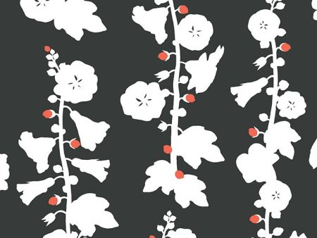 Hollyhock  Wallpaper by Clare V. - Charcoal on Sale