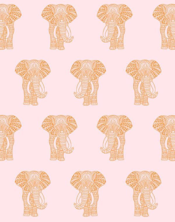 Raja The Elephant  Wallpaper by Wallshoppe - Pink Online now