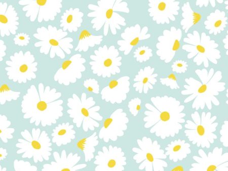 Pop Daisy  Wallpaper by Wallshoppe - Seafoam on Sale