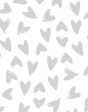 Hearts  Wallpaper by Sugar Paper - Grey On White For Sale