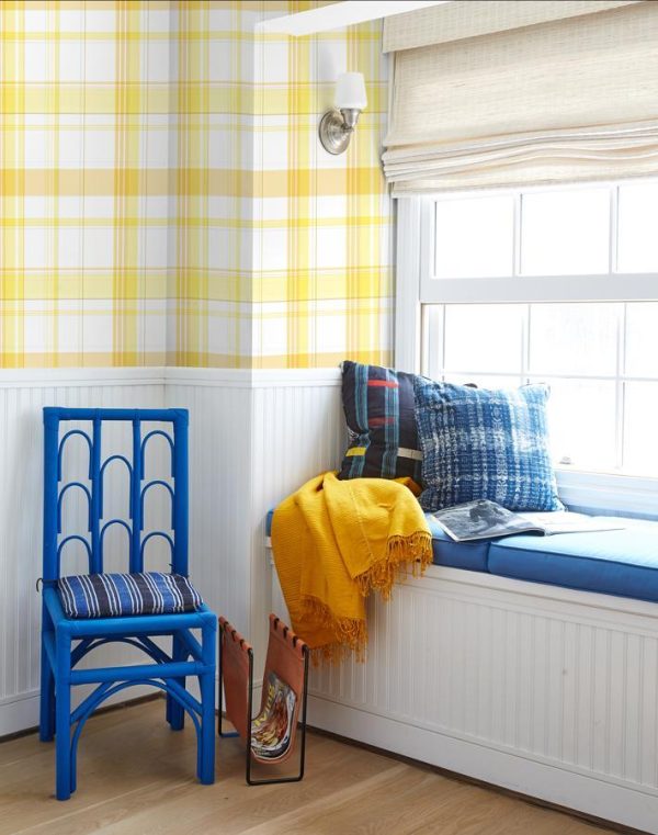 Sofia Plaid  Wallpaper by Wallshoppe - Yellow Online now