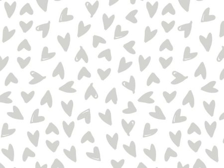 Hearts  Wallpaper by Sugar Paper - Grey On White For Sale