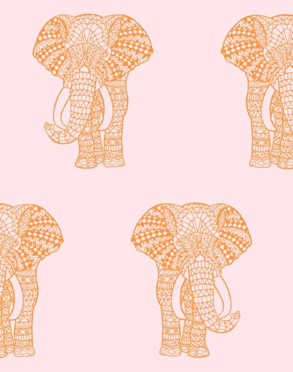 Raja The Elephant  Wallpaper by Wallshoppe - Pink Online now