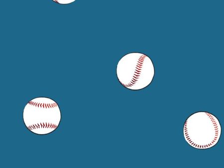 Baseball Toss  Wallpaper by Wallshoppe - Cadet Blue Hot on Sale