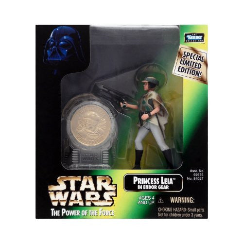 Star Wars: Power of the Force Special Edition Millennium Coin with Princess Leia in Endor Gear 3.75-Inch Action Figure Online Hot Sale