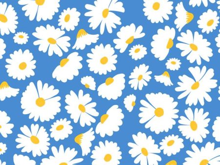 Pop Daisy  Wallpaper by Wallshoppe - Cerulean For Sale