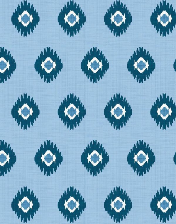 Tangier Medallion  Wallpaper by Wallshoppe - Cornflower For Cheap