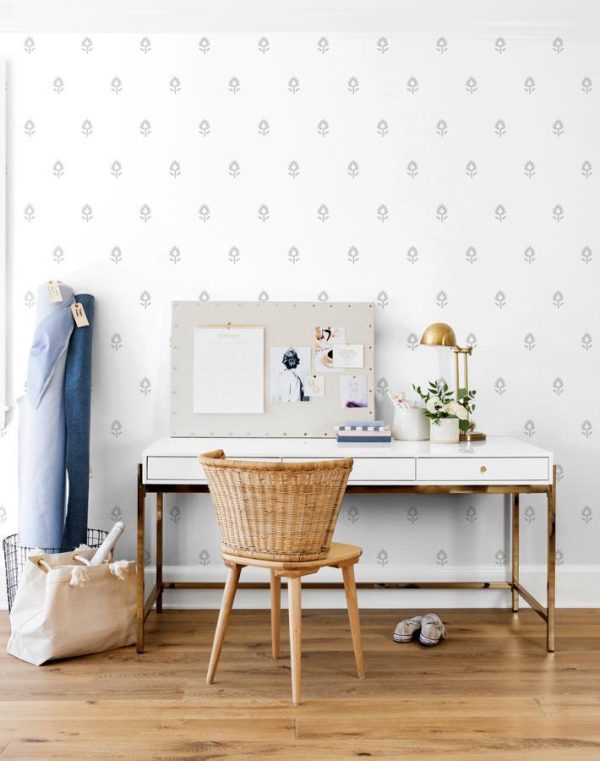 Block Print  Wallpaper by Sugar Paper - Grey On White Online Sale