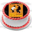 Pulp Fiction Quentin Tarantino Vincent Mia Wallace Dancing Orange Background Uma Thurman John Travolta Edible Cake Topper Image ABPID27150 Supply