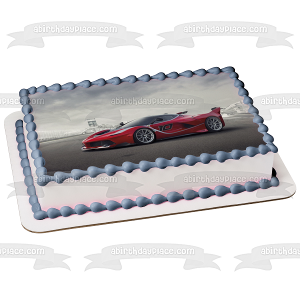 Red Race Car #10 Grey Sky Background Edible Cake Topper Image ABPID24336 Hot on Sale