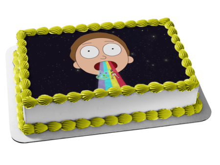 Rick and Morty Morty Smith Outer Space Rainbow Edible Cake Topper Image ABPID27086 on Sale