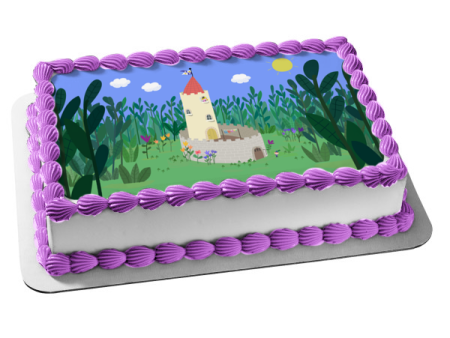 Ben and Holly s Little Kingdom Castle Flowers Sun Clouds Edible Cake Topper Image ABPID11955 Online now