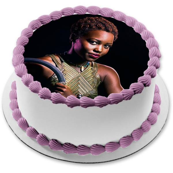 Black Panther Nakia Black Background Edible Cake Topper Image ABPID15376 Fashion