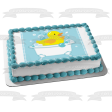 Rubber Ducky Bathtub Bubbles Blue Background Edible Cake Topper Image ABPID13572 Supply