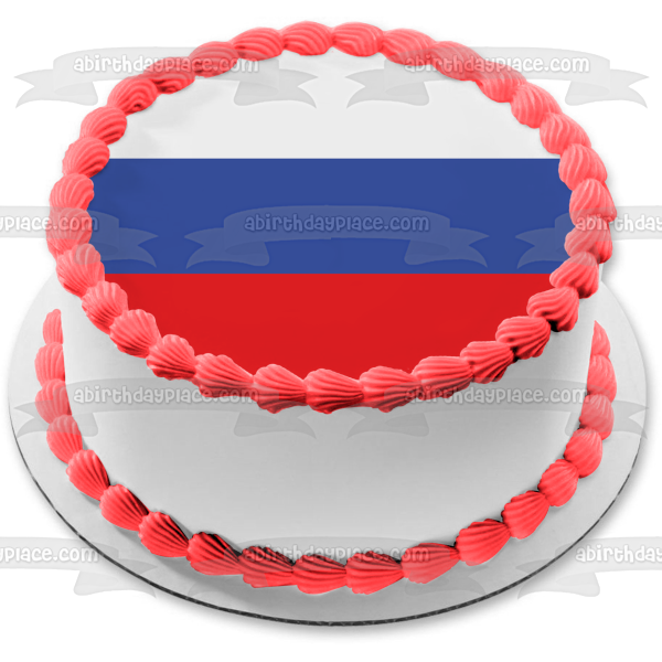 Tsardom of Russia Flag White Blue Red Horizontal Stripes Edible Cake Topper Image ABPID13407 on Sale