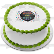 Happy Birthday Over the Hill Black Balloon Stars Squares Confetti Edible Cake Topper Image ABPID13110 Online now