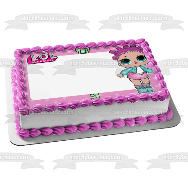 LOL Surprise Roller sk8ter Purple Polka Dot Border Edible Cake Topper Image Frame ABPID27154 Hot on Sale