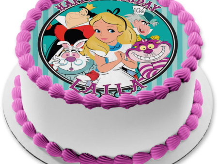 Alice In Wonderland Cheshire Cat Queen of Hearts White Rabbit the Mad Hatter Edible Cake Topper Image ABPID21977 Online