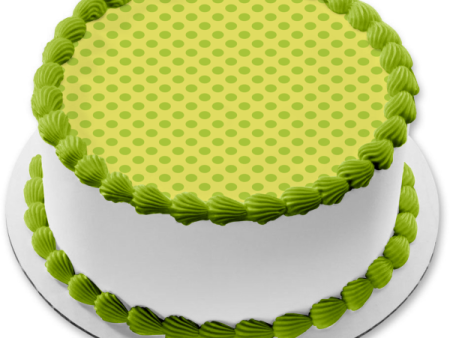 Yellow Background Green Polka Dots Pattern Edible Cake Topper Image ABPID13086 Online now