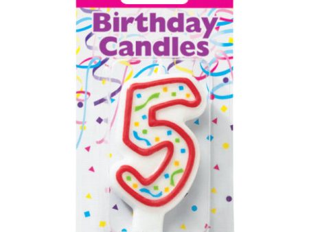 5 Party Red Numeral Candle Discount