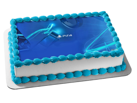 PS4 Logo with a Blue Background Edible Cake Topper Image ABPID07975 Sale