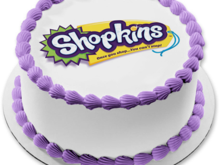 Shopkins Logo Once You Shop You Cant Stop Edible Cake Topper Image ABPID11293 Sale