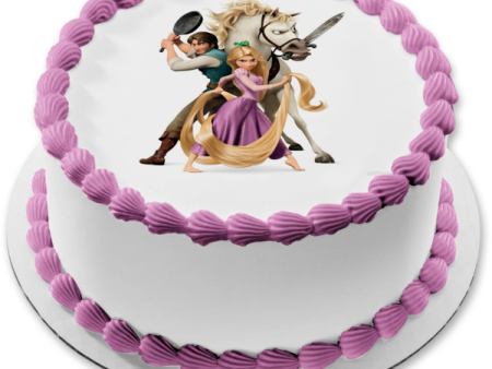 Tangled Rapunzel Flynn Rider Maximus Sword and a Frying Pan Edible Cake Topper Image ABPID06175 Supply