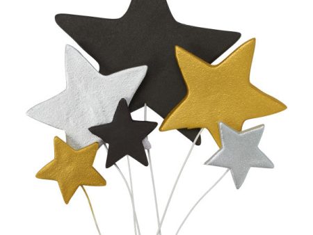 Gold, Silver & Black Stars Gum Paste Layon Cheap