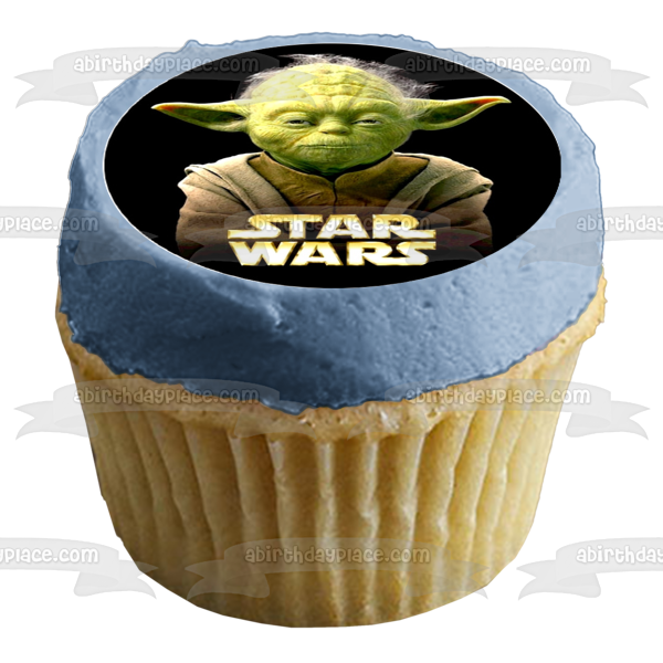 Star Wars Classic Logo Luke Skywalker Chewbaca Princess Leia Darth Vader Light Sabers Yoda and Storm Troopers Edible Cupcake Topper Images ABPID06022 Sale