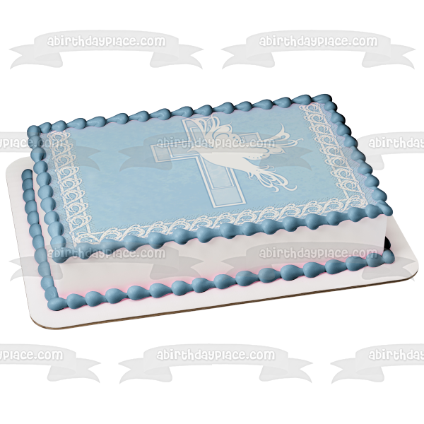 Boy Baptism White Dove Edible Cake Topper Image ABPID05555 on Sale