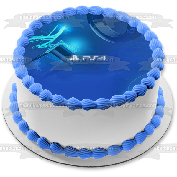 PS4 Logo with a Blue Background Edible Cake Topper Image ABPID07975 Sale