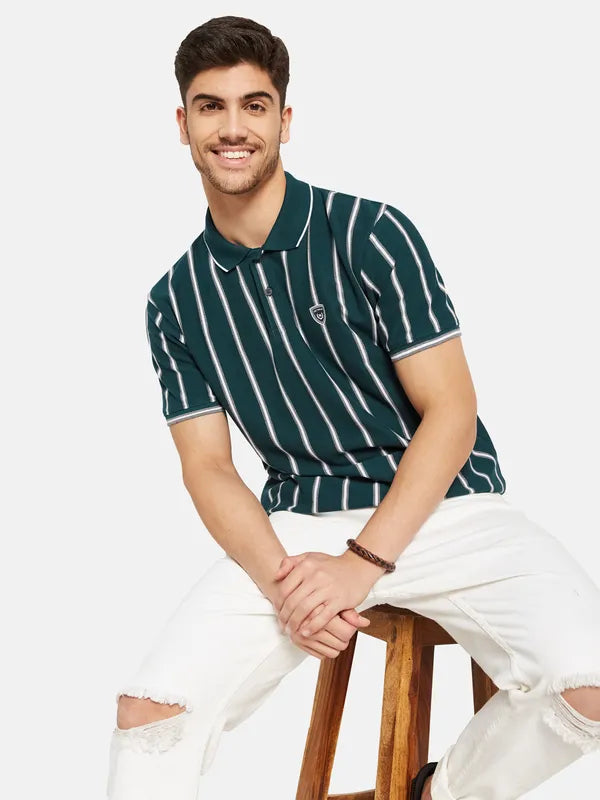 Vertical Stripes Print Polo T- Shirt Online now