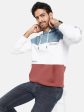 Octave Men Blue Colourblocked Hooded Sweatshirt Fashion