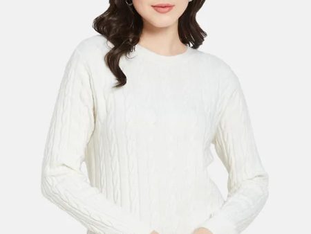 Mettle Women White Cable Knit Pullover Supply