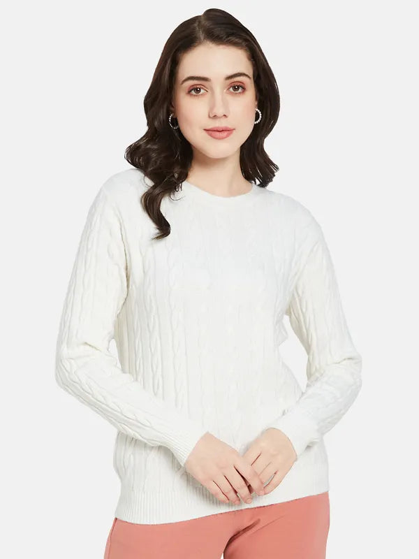 Mettle Women White Cable Knit Pullover Supply