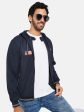 Octave Men Navy Blue Printed Hooded Sweatshirt Supply