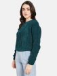 Mettle Women Green Cable Knit Pullover Online