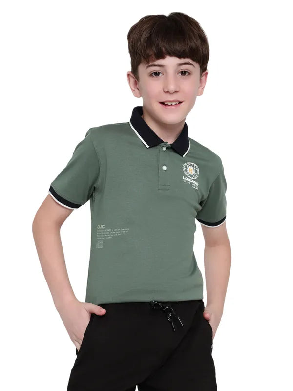 Octave Boy Typography Printed Polo Collar T-Shirt Sale