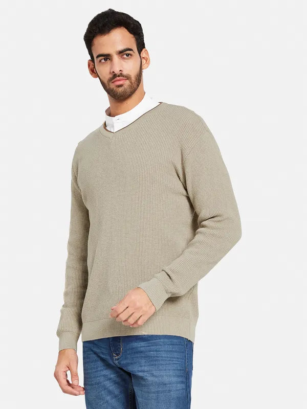 Ribbed V-Neck Cotton Pullover Discount