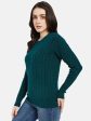 Mettle Women Green Striped Pullover Online now