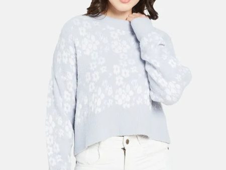 Mettle Women Blue  White Floral Printed Pullover Supply