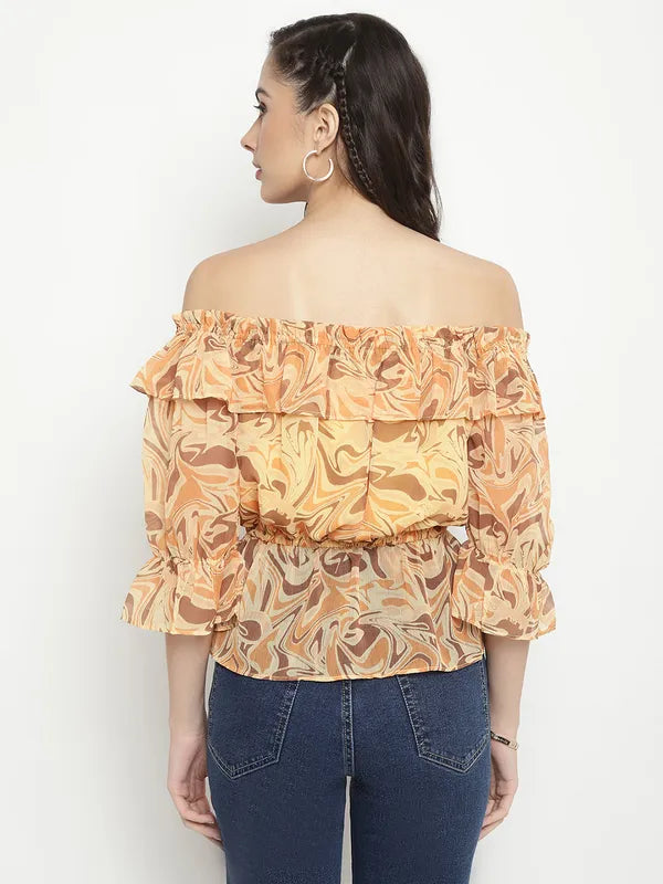 Mettle Abstract Printed Off-Shoulder Bardot Top Online