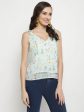 Mettle Floral Printed V-Neck Cotton Top Hot on Sale