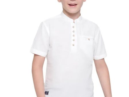 Octave Boys Mandarin Collar Solid Casual Shirt Cheap