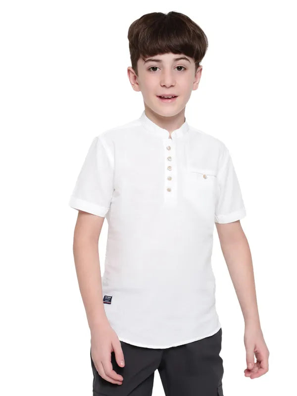 Octave Boys Mandarin Collar Solid Casual Shirt Cheap