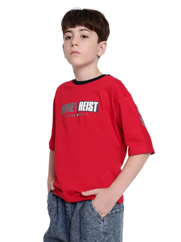 Octave Boys Typography Printed Round Neck Cotton T-Shirt Hot on Sale