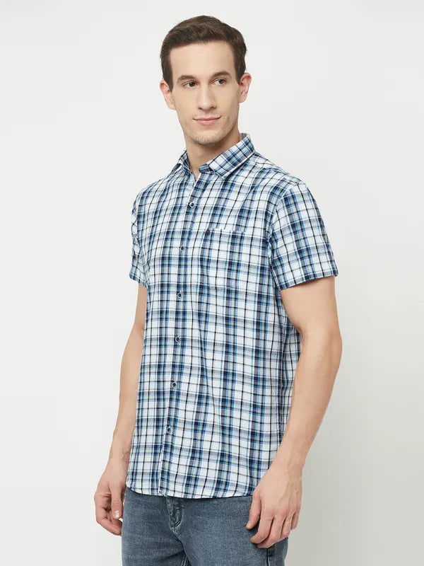 Mettle Men White Tartan Checks Checked Casual Shirt Discount