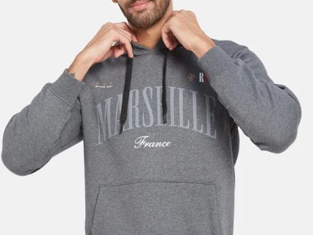 Octave Men Grey Printed Hooded Sweatshirt Online Sale